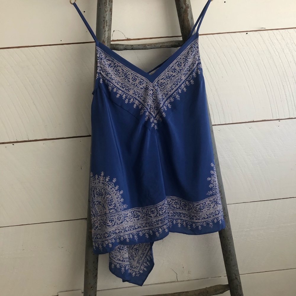 Blue Flowy Anthropologie Tank Top